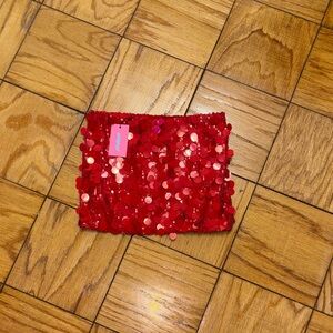 Edikted Red Sequin Mini Skirt